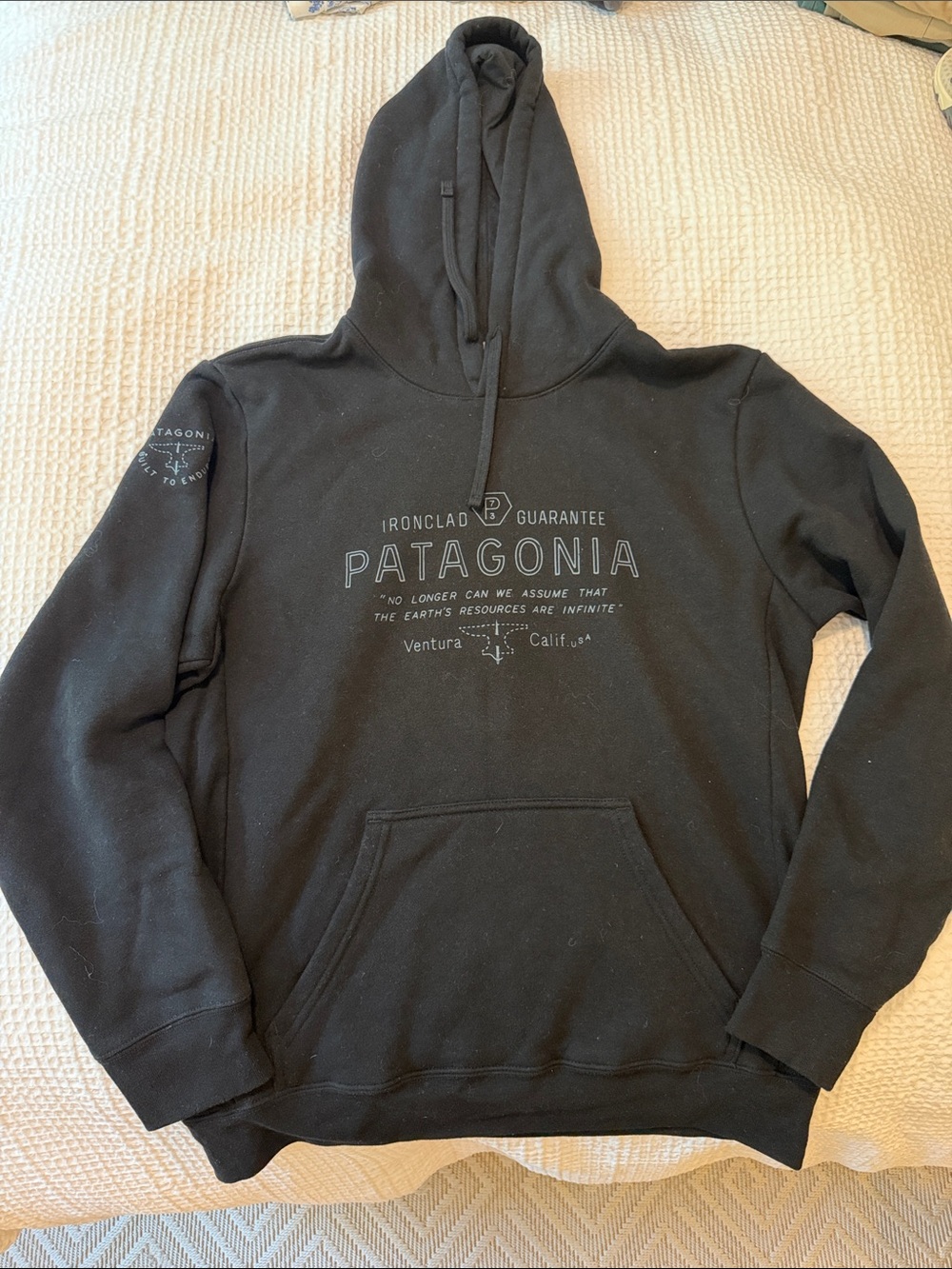Patagonia Black Pullover Hoodie with Center Logo